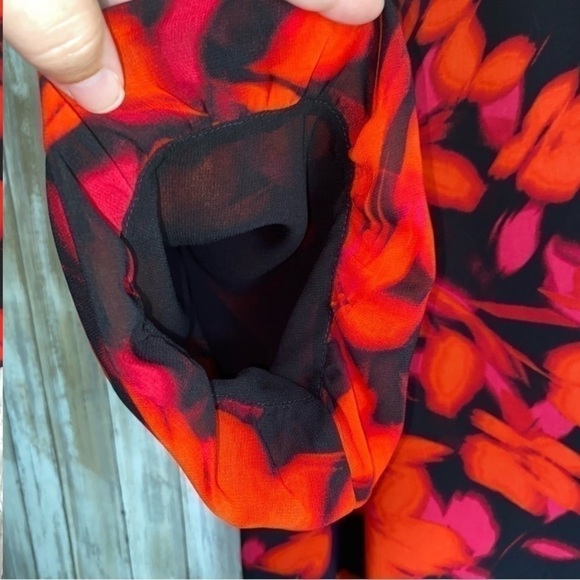 Calvin Klein Pink, Red, & Black Floral Blouse - Picture 3 of 4